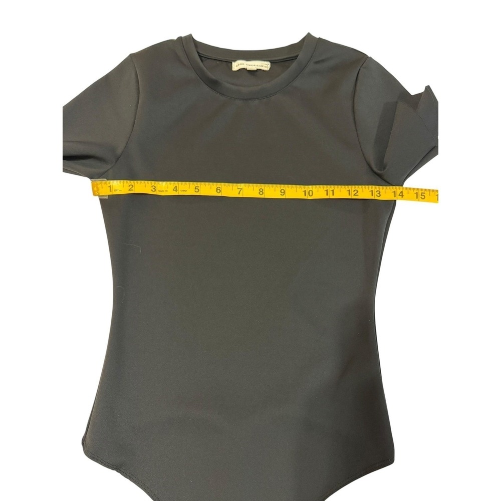 Good American Compression Crew Neck Bodysuit Black 1 Thong Short Sleeve GB0365 - Picture 9 of 13